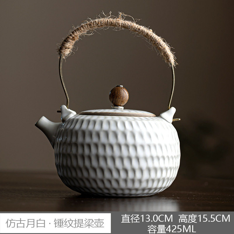 日式蜡烛煮茶电陶炉烧水壶轻奢花茶果茶泡茶器耐热提梁壶