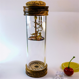 A13 高颜值徐一舟1.5紫铜等距簧实木花梨口盖铜蝈蝈罐子通透叫罐