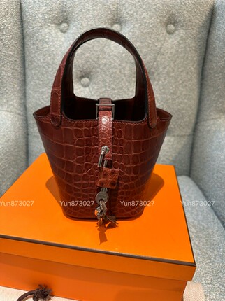 清仓 已售欣赏 mini 菜篮子Picotin lock 14cm HCP雾面 美洲鳄鱼
