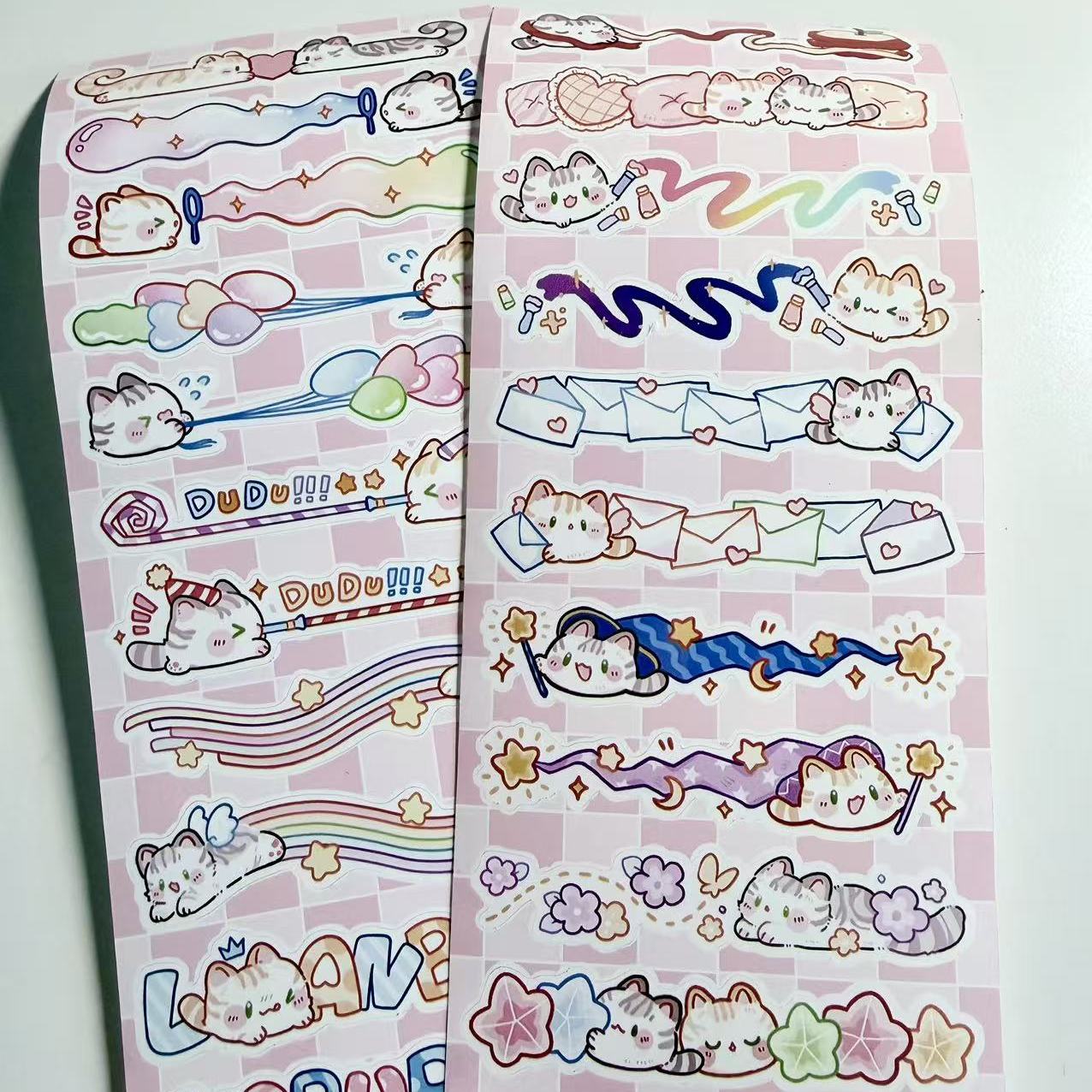 Lanbo Kabu分隔小边框贴纸卷分装可爱小猫动物素材边框拉条系列