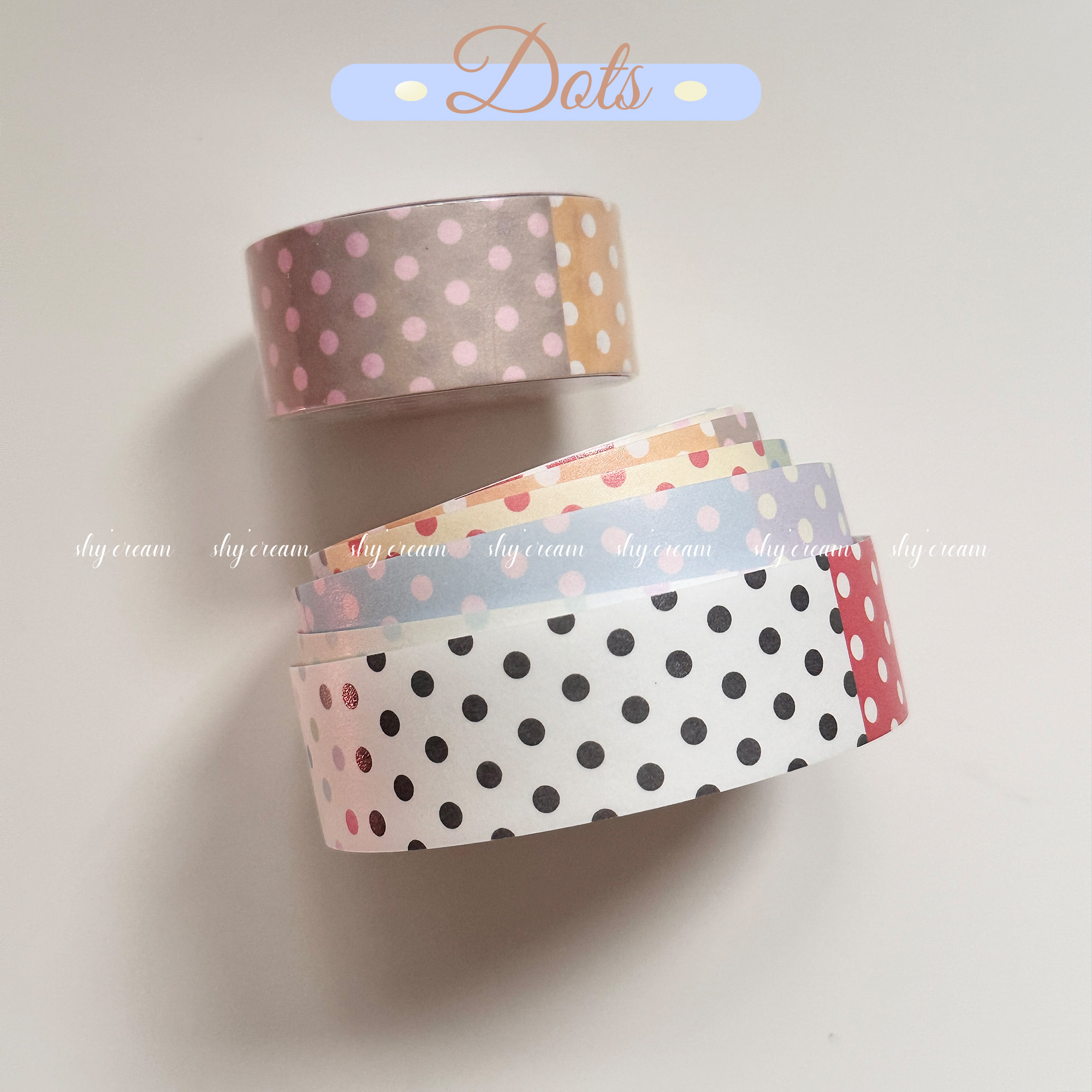 Shy'Cream害羞奶油综合波点和纸胶带分装打底基础款胶带拉条素材