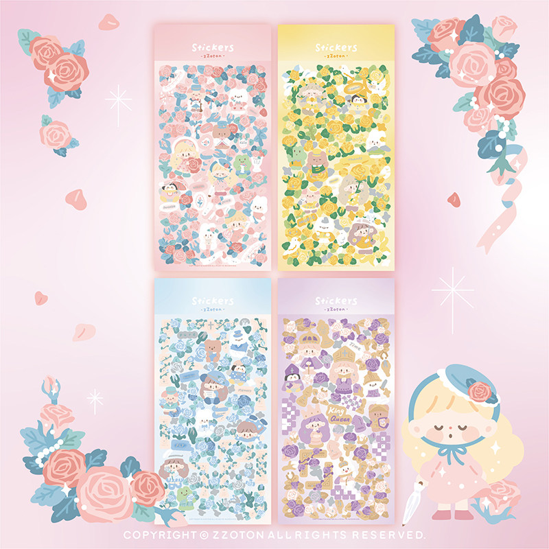 卓大王阿卓镭射玫瑰装饰贴纸咕卡闪膜哑膜韩系追星古卡3月新品