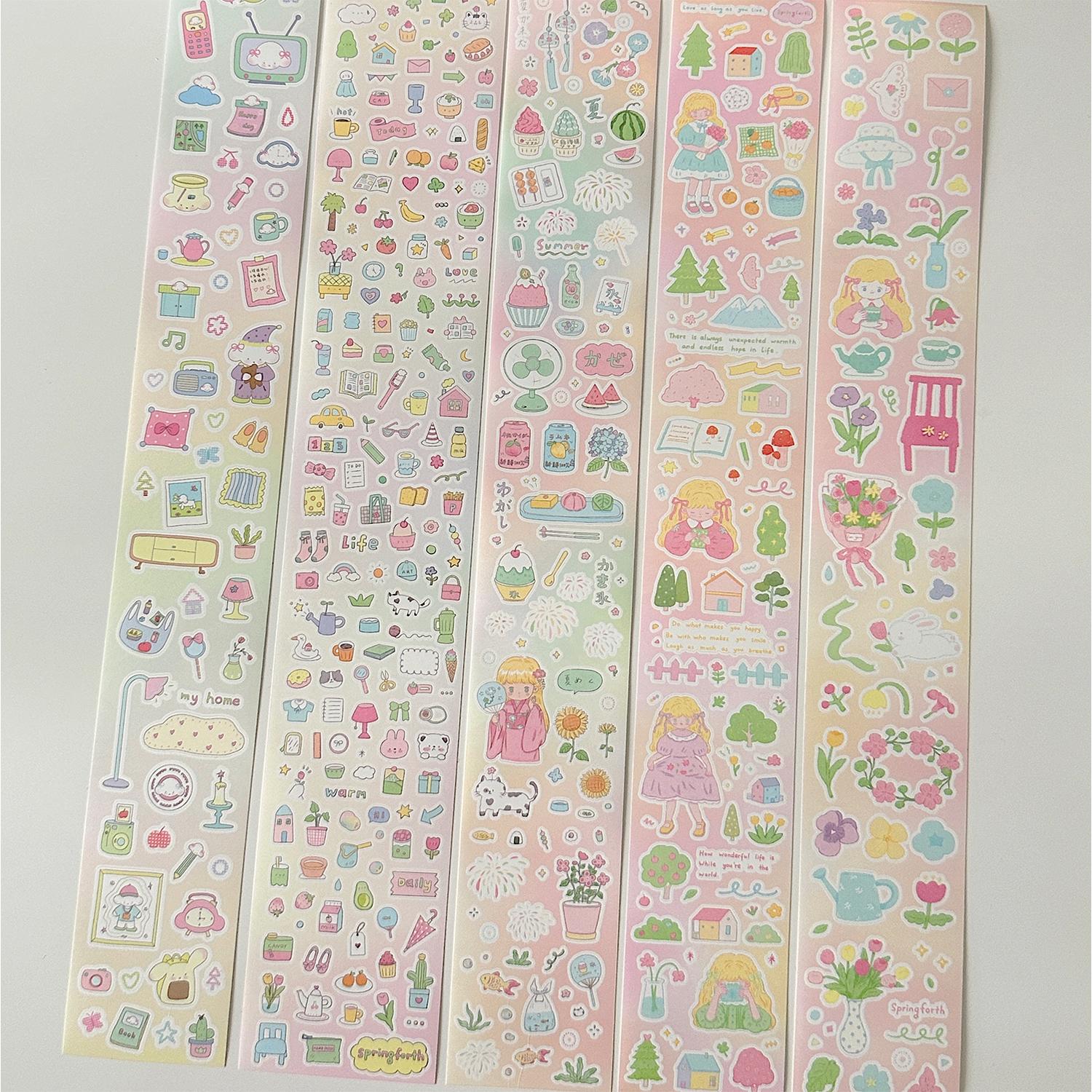 Springforth花时绿野夏日小狗循环分装小点缀咕卡贴纸切膜贴纸卷