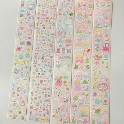 Springforth花时绿野夏日小狗循环分装小点缀咕卡贴纸切膜贴纸卷