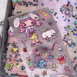 HelloSmile天使兔＆恶魔小猫鸟鸟一合作款贴纸卷循环分装可爱贴纸