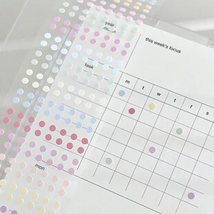 贴纸卷马卡龙小清新基础打底deco Intomyvibe点点标记星星标记分装