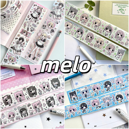 melo夹心蛋糕12月新品合集女仆女孩QQ萌物手帐贴纸卷胶带分装合集