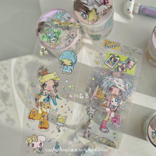 冰川森岛Friday club鸟鸟一贴纸卷分装人物女孩装饰胶带可爱贴纸