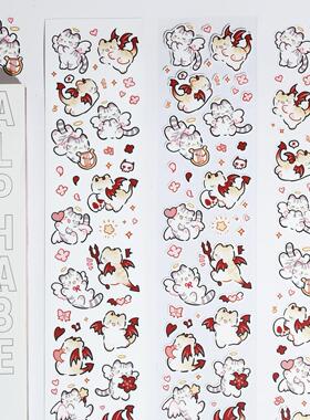 Lanbokabu 礼物小咔布合成纸模切贴纸卷可爱小猫手账装饰胶带新品