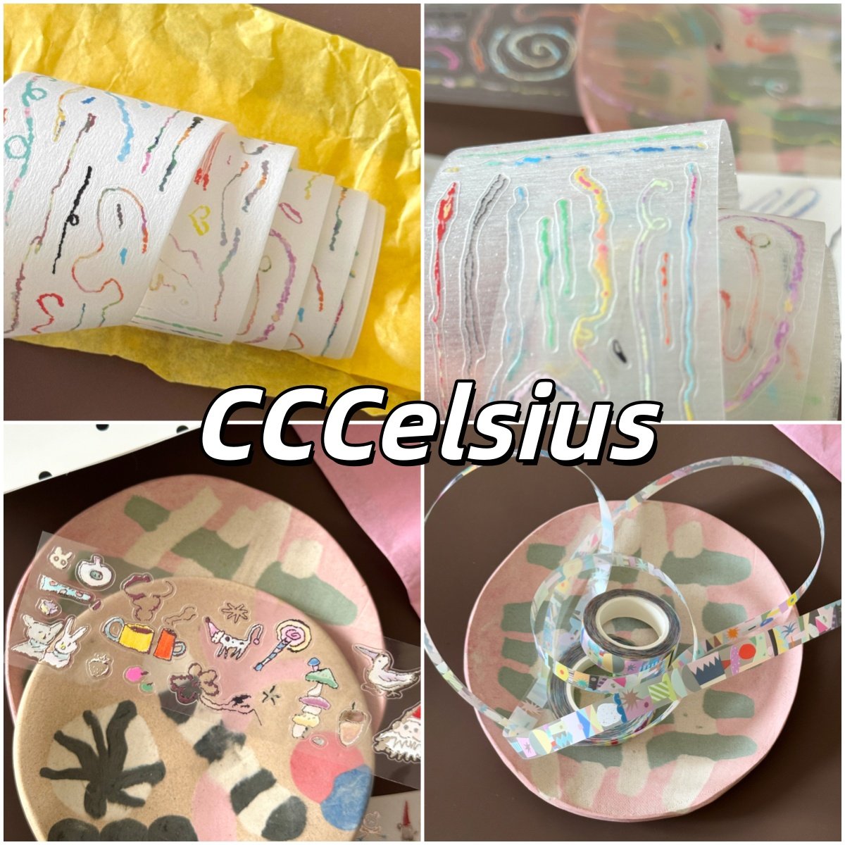 CCCelsius色块线条碎片贴纸卷分装盐系装饰点缀胶带手账贴纸