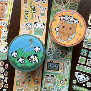 猫牌盐汽水四叶草烘焙派对循环分装模切贴纸卷可爱韩系手帐胶带