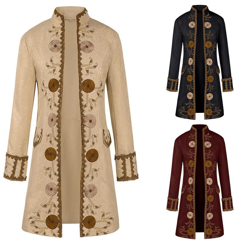 万圣节欧美服装中世纪复古大衣蒸汽朋克制服中长款王子cos服男装