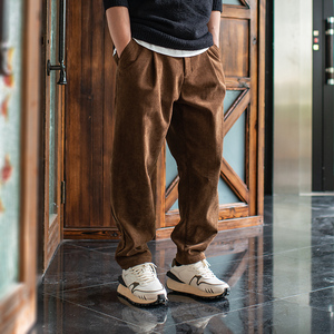 释觉 原创设计潮男休闲裤秋冬灯芯绒加绒加厚长裤宽松锥形小脚裤