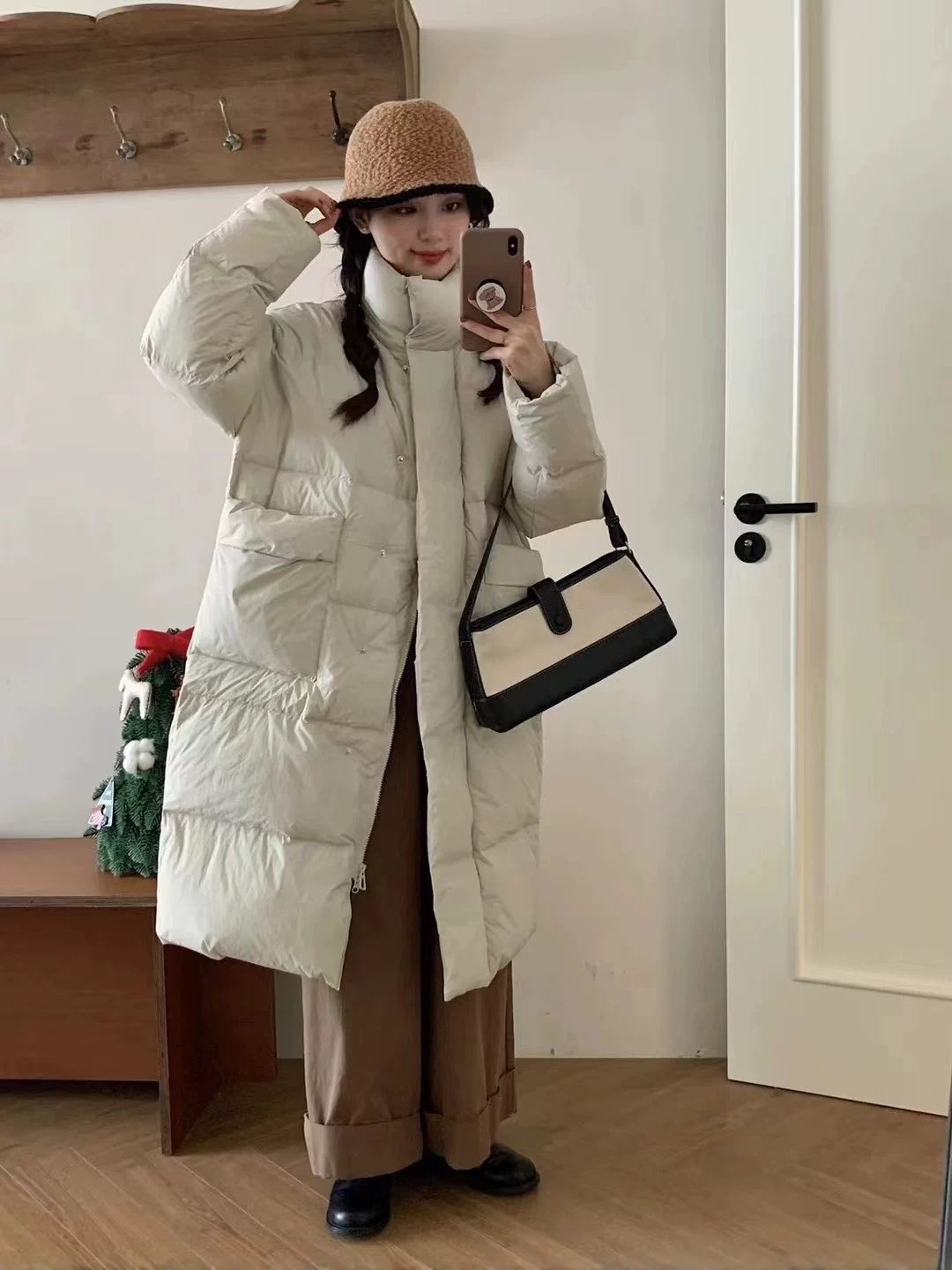 羽绒服女2025新款中长款白鸭绒加厚过膝韩版宽松立领冬外套,女装/女士精品,羽绒服,淘宝优惠券,粉丝福利购,淘宝优惠卷