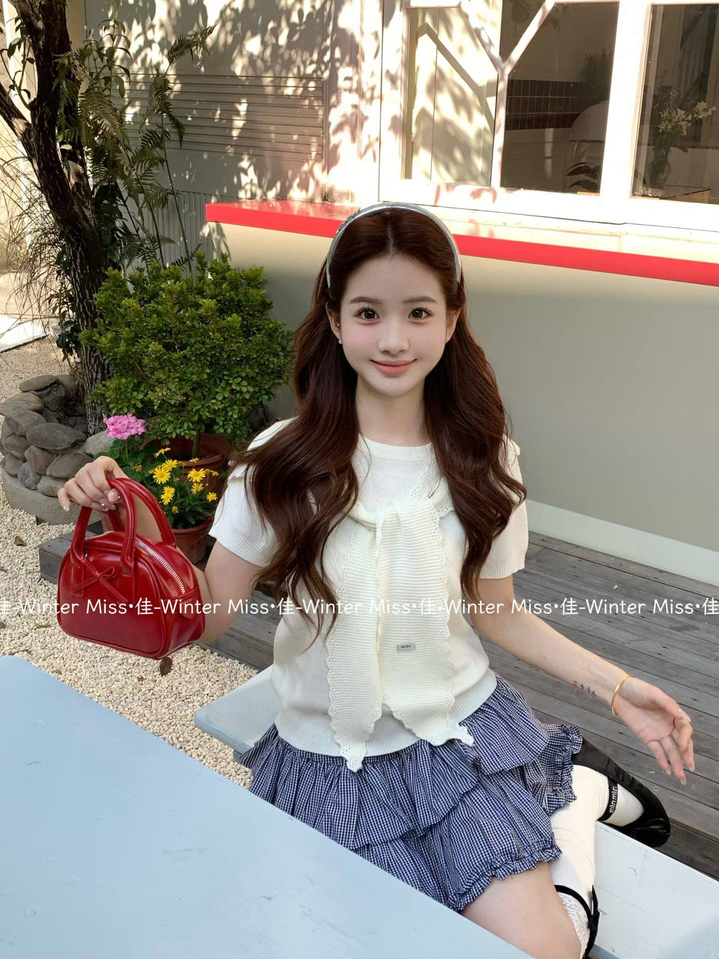 Miss佳奶fufu甜美假两件设计披肩短袖针织衫女春夏新款宽松上衣