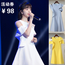 2020新款夏白色连衣裙子名媛气质女神范主持人礼服裙宴会平时可穿