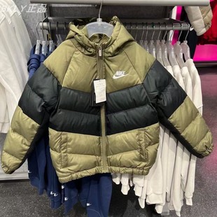 Nike耐克儿童Jordan立领休闲拼接连帽保暖羽绒服IB5826 FZ6538