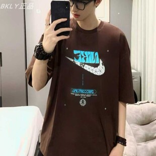 Nike耐克 男子针织印花短袖运动休闲圆领透气T恤 HF0488
