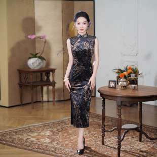 中长款气质复古中式改良旗袍款式精致典雅日常显白显瘦连衣裙