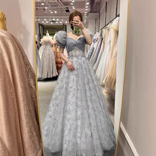 晚礼服女感学生艺考成人礼在逃公主裙泡泡袖年会主持人礼服