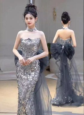 晚礼服成人礼订婚敬酒服轻奢小众高端主持毕业鱼尾法式亮片感