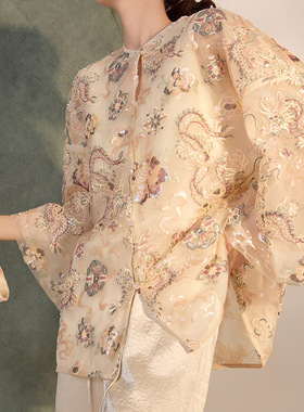 2025春新款国风新中式重工钉珠亮片薄款感时尚气质外套m4054b