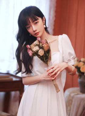 晚礼服女2025新款春平时可穿洋装名媛轻奢小众白色订婚领证