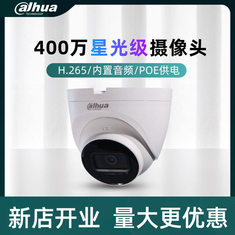 大华400万H.265星光夜视内置音频监控摄像头HDW2433DT-A/DT-A-IL