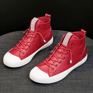 头层牛皮女高帮鞋2025春秋新款黑色百搭平底运动休闲水钻小白鞋女