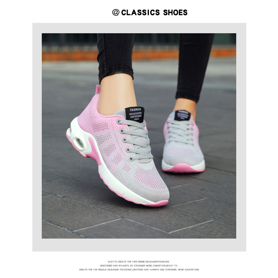 春秋女士透气休闲鞋运动鞋妈妈鞋轻便气垫跨境运动鞋女shoes