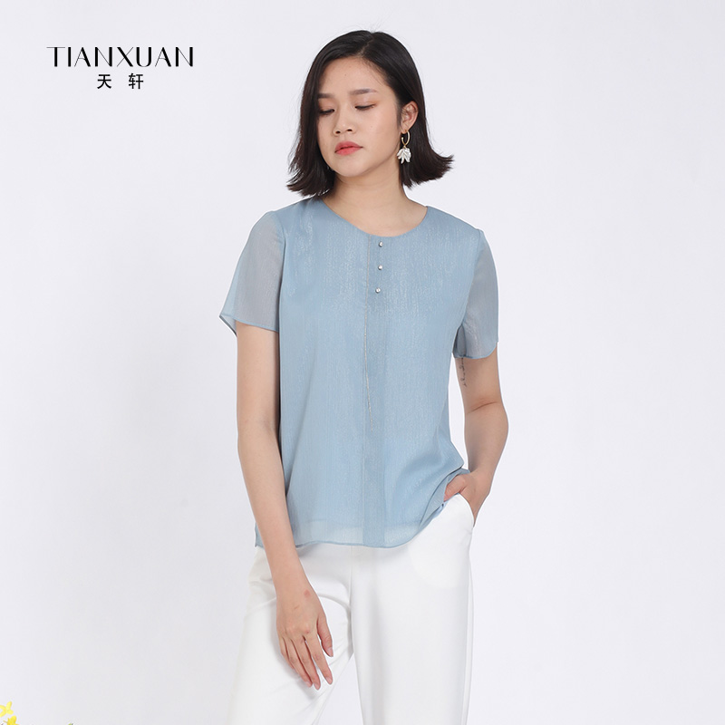 天轩短袖通勤聚酯纤维衬衫