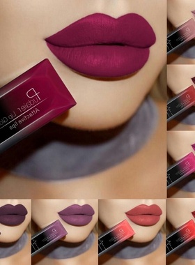欧美风哑光唇釉巧克力棕色深茶色紫色芭比粉灰色 Matte lip gloss