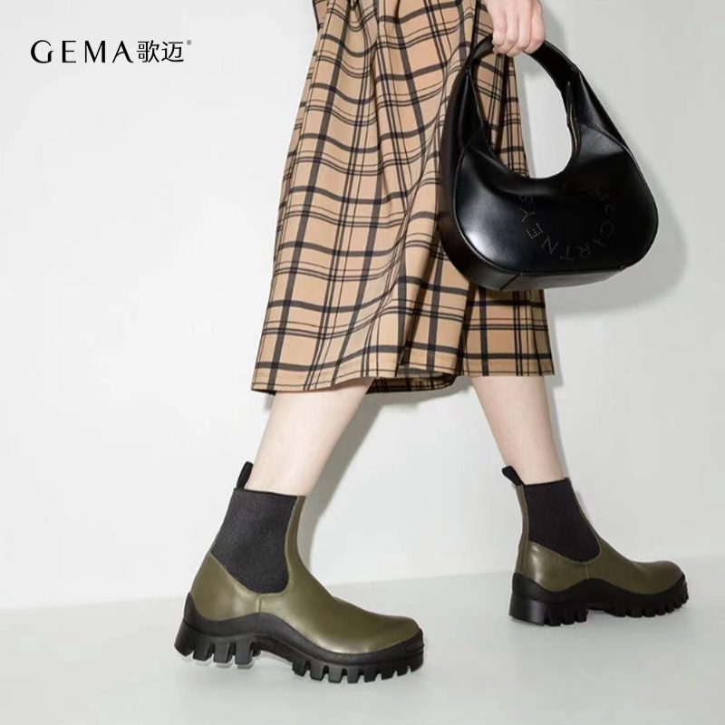 歌迈烟筒靴厚底舒适增高耐磨