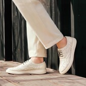 头层牛皮镂空休闲鞋 轻便板鞋 厚底真皮舒适小白鞋 歌迈女鞋 宽楦鞋 女