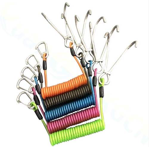 潜水相机弹簧失手绳双头流钩潜水绳配件不锈钢双头流钩潜水流钩