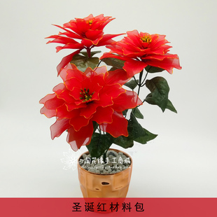 圣诞红材料包送视频 丝袜花丝网花材料DIY 淘花缘丝网花套装 包邮