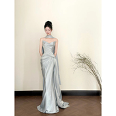 法式 气质高级质感新娘订婚敬酒服宴会年会轻奢礼服 抹胸晚礼服新款