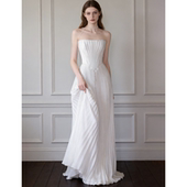 法式 轻奢高级感抹胸轻婚纱女生日宴会礼服绝美超仙新娘订婚敬酒服