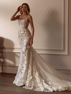 梵娜仙衣法式复古鱼尾蕾丝主婚纱女修身高级感新娘奢华拖尾出门纱