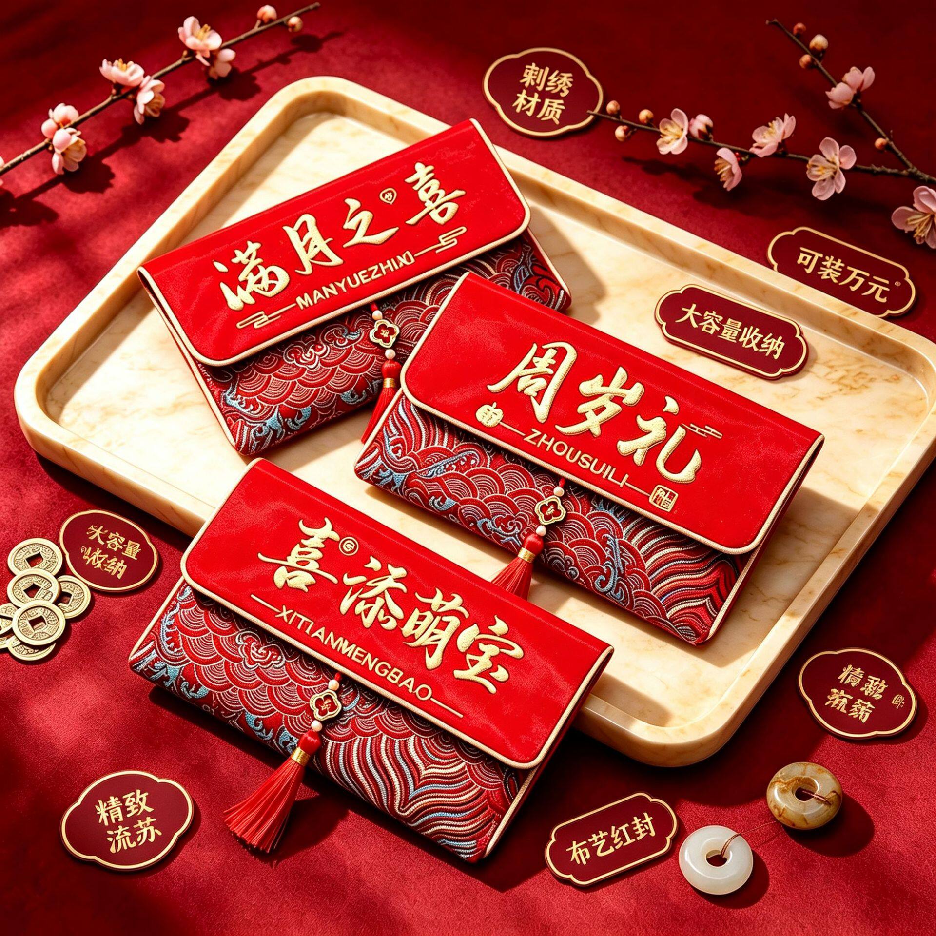 周岁红包袋满月宝宝红包袋金榜题名中高考新年万元生日周岁利是封