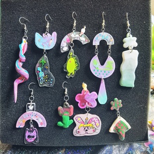 【砸窑儿RockPixies】原创设计手工粘土耳环Y2K辣妹手作饰品