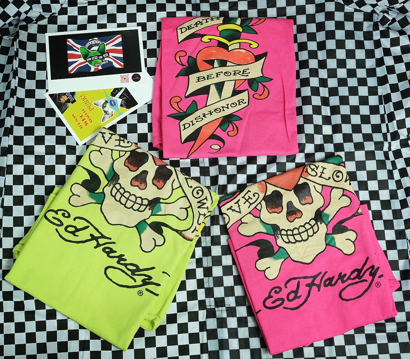 【砸窑儿】ED Hardy 摇滚朋克纹身骷髅T男女宝宝中性儿童亲子装