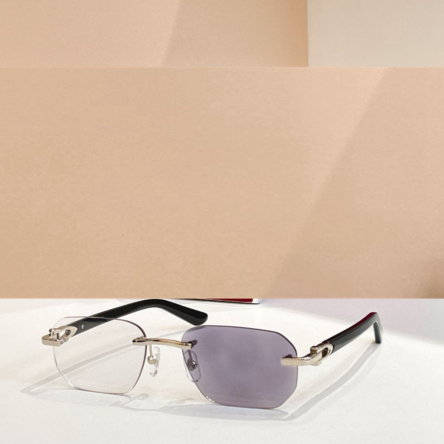 时尚太阳眼镜高品质高质感百搭遮阳潮0583O金属小框无框变色镜片