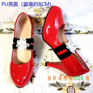◆明日方舟 陈sir岁红霞COS鞋cosplay红色高跟鞋大码高跟鞋包邮