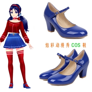 米塔COS鞋Steam miside游戏电子女友米拉cosplay鞋蓝色大码扣带鞋
