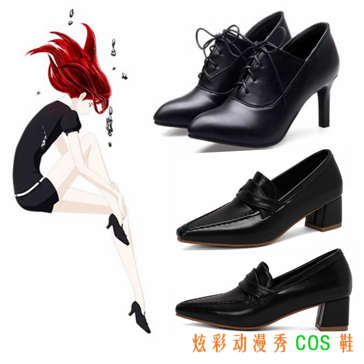 宝石之国COS 辰砂cosplay鞋子 黑色COS鞋 系带鞋 34-48码大码鞋