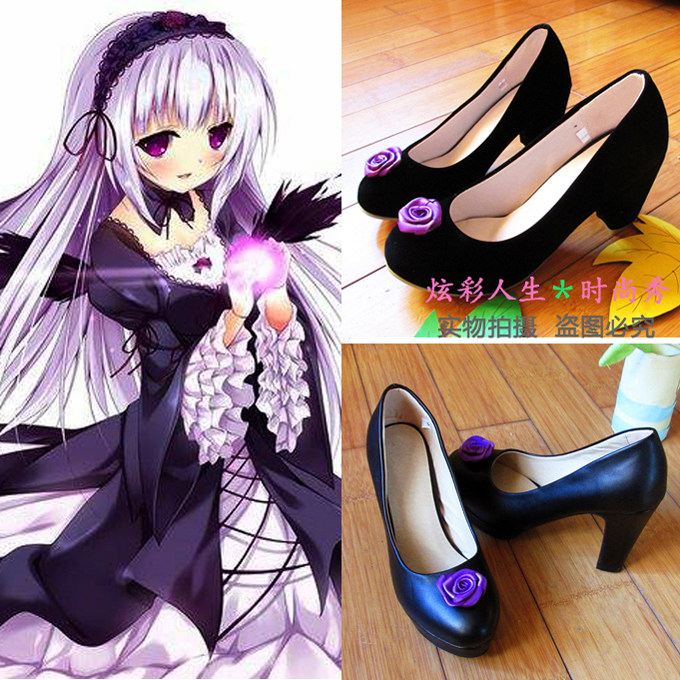 动漫cos鞋◆蔷薇少女の水银灯cosplay鞋子 花朵单鞋款 可订大码鞋