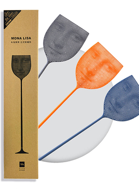 蓝色苍蝇拍蒙娜丽莎的笑脸创意摆件拍照道具艺术神器非电蚊拍