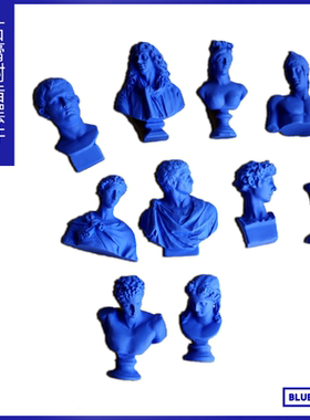 蓝色树脂树脂石膏头像摆件小物品