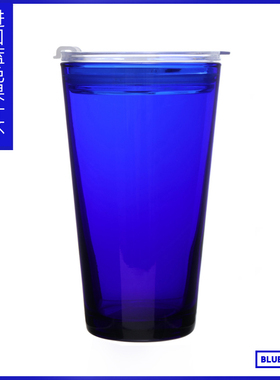 克莱因蓝玻璃杯进口啤酒杯冷饮杯吸管杯蓝色圆形钢化美式杯子餐具